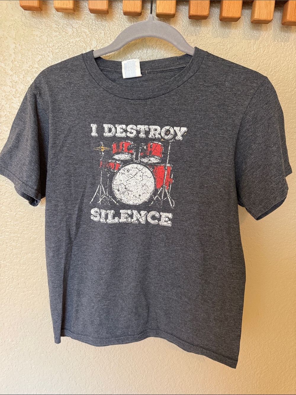 Kids' Charcoal 'I Destroy Silence' Drum Graphic Tee